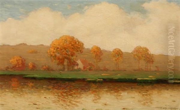 River Landscape, Autumn Oil Painting by Clark S. Marshall