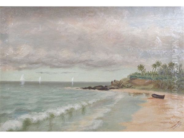 Beach Scene Oil Painting by Clark S. Marshall