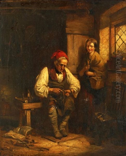 A Visit To The Shoemenders Oil Painting by Thomas Falcon Marshall