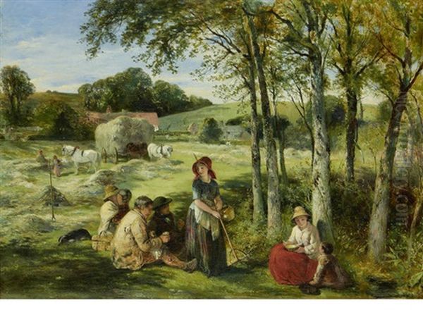 Field Hands At Rest Oil Painting by Thomas Falcon Marshall