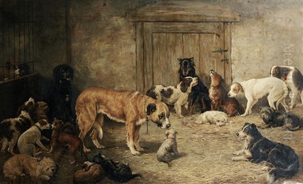 Temporary Lodgings Down At The Dogs Home Oil Painting by William Elstob Marshall