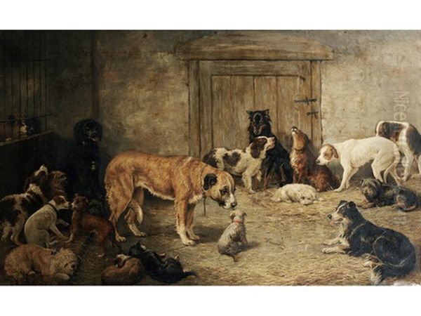 Temporary Lodgings Down At The Dogs Home Oil Painting by William Elstob Marshall