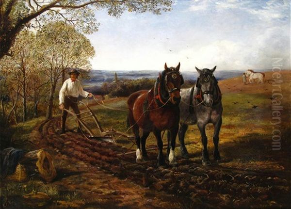 Ploughing In Surrey by William Elstob Marshall