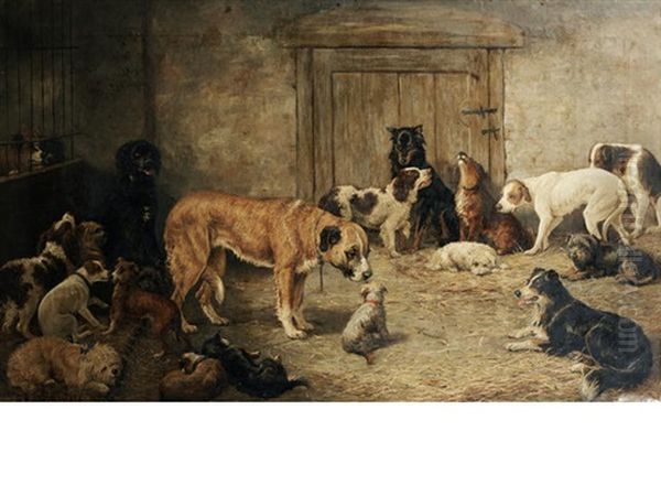 Temporary Lodgings Down At The Dogs Home Oil Painting by William Elstob Marshall