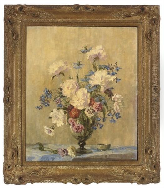 Wildflowers In A Vase Oil Painting by Freda Marston