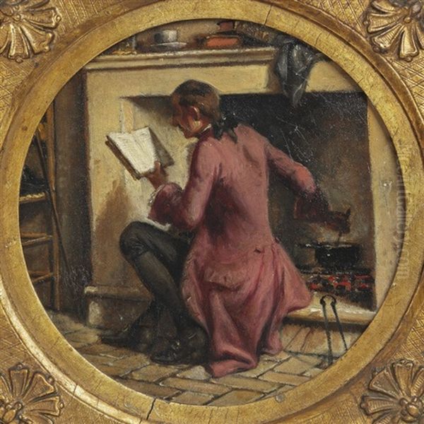 Holberg Preparing Food In Rome Oil Painting by Wilhelm Nicolai Marstrand