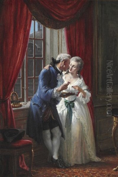 A Newly Married Couple Oil Painting by Wilhelm Nicolai Marstrand