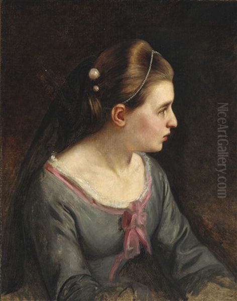 Portrait Of The Painter Jorgen Roed's Daughter Helene Roed, Married Nyblom (1843-1926) Oil Painting by Wilhelm Nicolai Marstrand