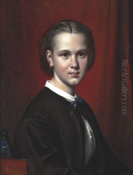 Portrait Of The Artist's Niece, Emily Oil Painting by Wilhelm Nicolai Marstrand