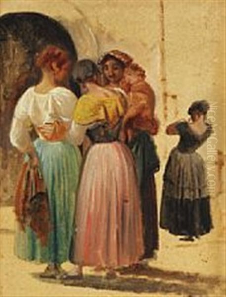 Study Of A Group Of Italian Women Oil Painting by Wilhelm Nicolai Marstrand