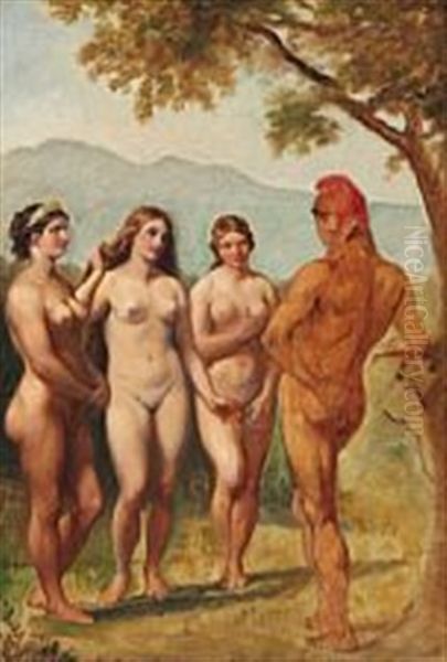 The Judgement Of Paris Oil Painting by Wilhelm Nicolai Marstrand