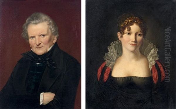 Portraits Presumes De Monsieur Et Madame Birel (pair) by Wilhelm Nicolai Marstrand