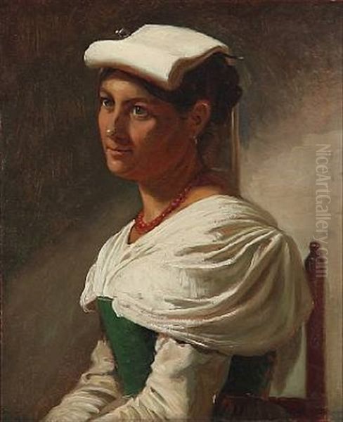 Portrait Of An Italian Woman Oil Painting by Wilhelm Nicolai Marstrand