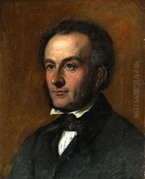 Portrait Of The Danish Doctor Claus Jacob Emil Hornemann (1810-1890) In Black Jacket Oil Painting by Wilhelm Nicolai Marstrand