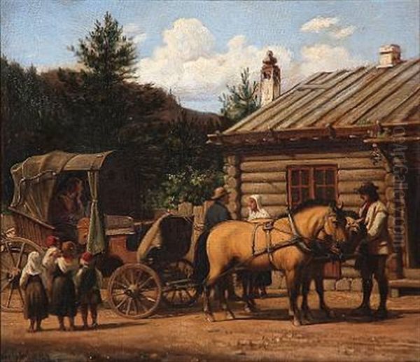 Bryllupsrejsen Oil Painting by Wilhelm Nicolai Marstrand