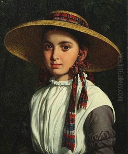 Portrait Of A Young Girl Oil Painting by Wilhelm Nicolai Marstrand