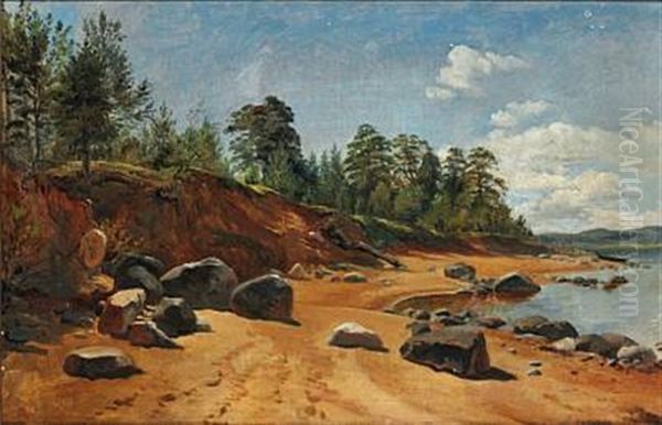 Coastal Scene, Leksand Sweden (study For Painting) Oil Painting by Wilhelm Nicolai Marstrand