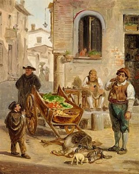 Det Dode Aesel (the Dead Donkey) Oil Painting by Wilhelm Nicolai Marstrand