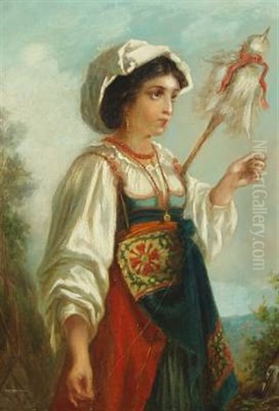 Young Italian Girl Oil Painting by Wilhelm Nicolai Marstrand