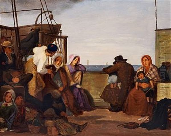 Travelling At Sea Oil Painting by Wilhelm Nicolai Marstrand