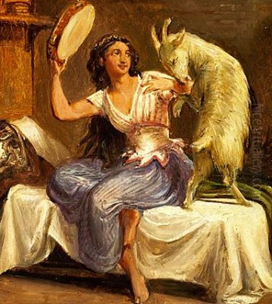 Esmeralda And The Goat Oil Painting by Wilhelm Nicolai Marstrand