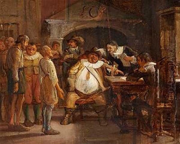 Falstaff Udvaelger Soldater (from Shakespeare Henry Iv) Oil Painting by Wilhelm Nicolai Marstrand