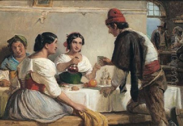 A Welcome Refreshment Oil Painting by Wilhelm Nicolai Marstrand