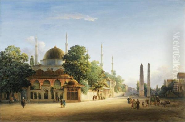 The Hippodrome, Constantinople Oil Painting by Johann Martin Bernatz