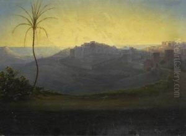 Orientalische Stadt Am Meer Im Abendlicht Oil Painting by Johann Martin Bernatz