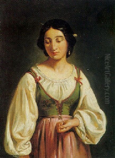 A Young Italian Girl Oil Painting by Wilhelm Nicolai Marstrand