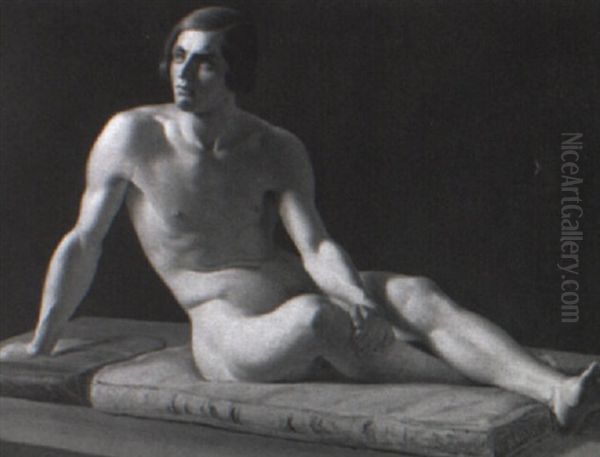 Academic Study Of A Male Nude by Wilhelm Nicolai Marstrand