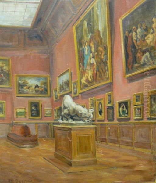 Vue D'une Galerie Du Louvre Oil Painting by Anne Marie Bernay