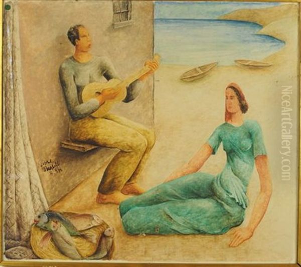 La Serenata Del Pescatore Oil Painting by Fiore Martelli