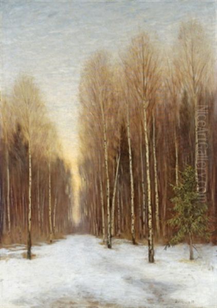 Winterwald Bei Sonnenuntergang Oil Painting by Dimitri Emil'evich Marten