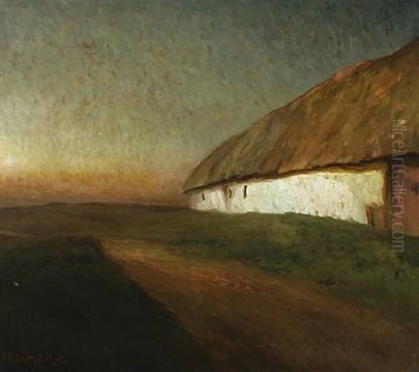 A Barn In Evening Light Oil Painting by Alfred Martens