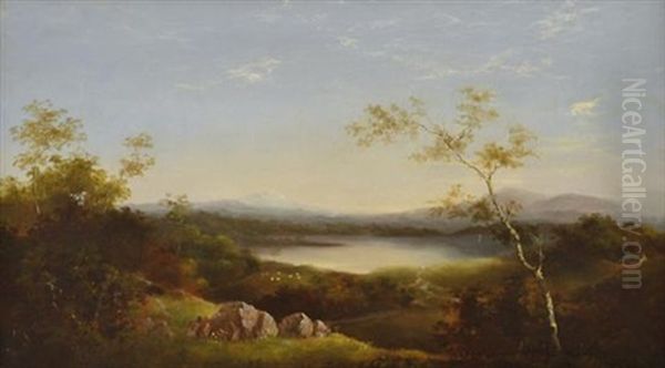 Lake Conabolas, Near Orange, N.s.w Oil Painting by Conrad Martens