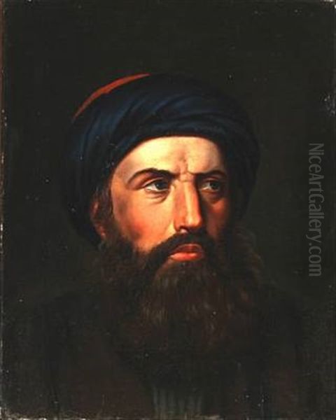 A Gentleman With Beard And Turban Oil Painting by Hans Ditlev Christian Martens