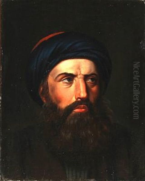 A Gentleman With Beard And Turban Oil Painting by Hans Ditlev Christian Martens