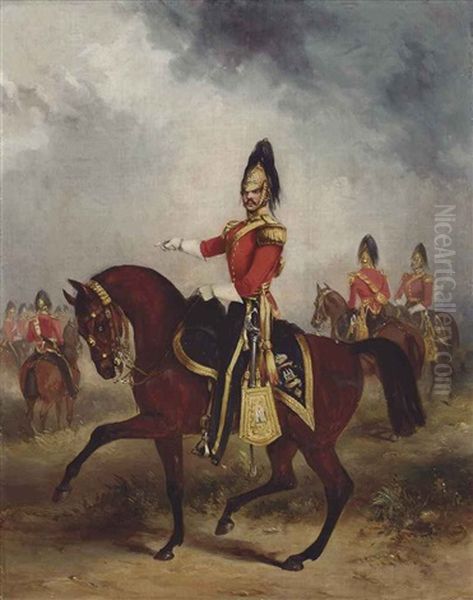 Equestrian Portrait Of Captain Thomas Fraser Grove (1823-1897), Captain In The 6th Dragoons Oil Painting by Henry Martens