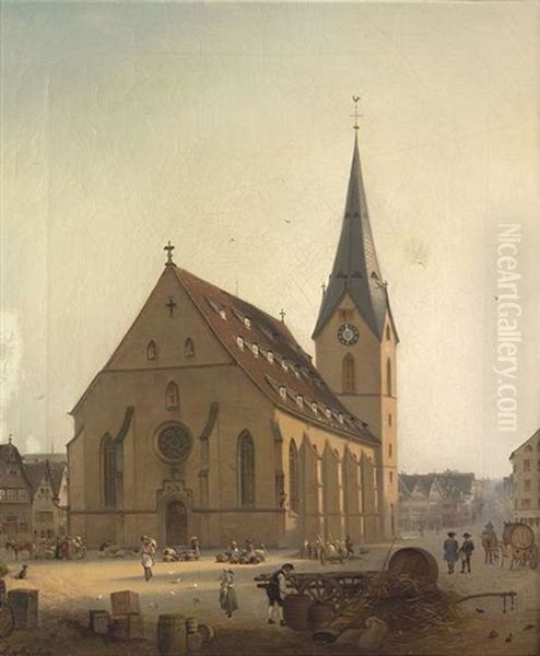 Die Leonhardskirche In Stuttgart Oil Painting by Luise von Martens