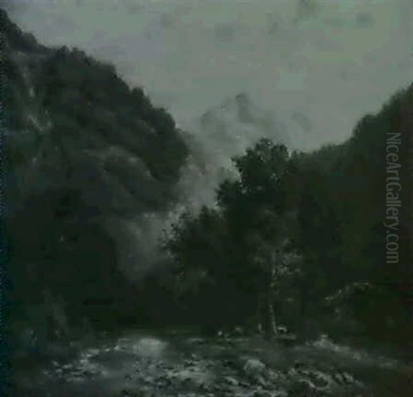 Die Jungfrau Voninterlaken Aus Gesehen Oil Painting by Theodor Martens