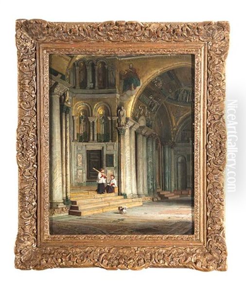 Eglise De St. Marc In Venice Oil Painting by Willem Johannes Martens