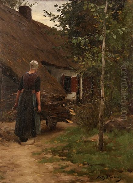 Gathering Wood Oil Painting by Willy Martens