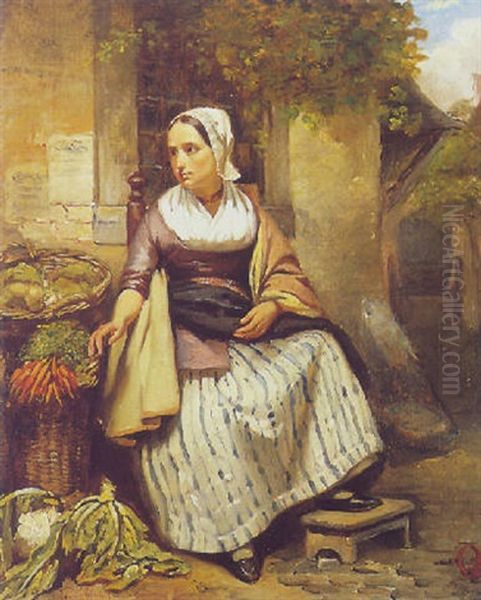 The Vegetable Seller Oil Painting by Willy Martens