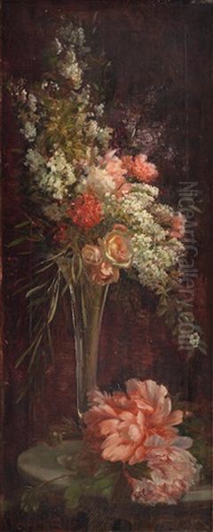 A Still Life Of Flowers In A Vase Oil Painting by Ricardo Marti Aguilo