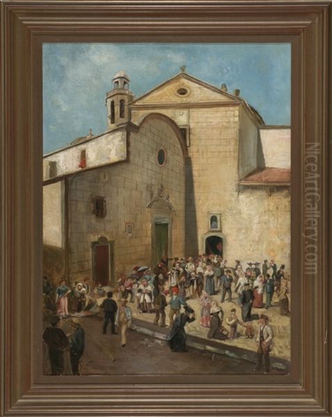 A La Salida De Una Misa Oil Painting by Ricardo Marti Aguilo