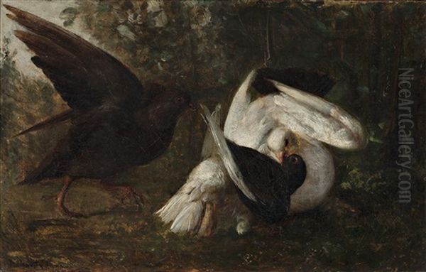 Palomas Oil Painting by Ramon Marti Alsina