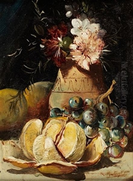 Jarron Con Flores Y Frutas Oil Painting by Ramon Marti Alsina