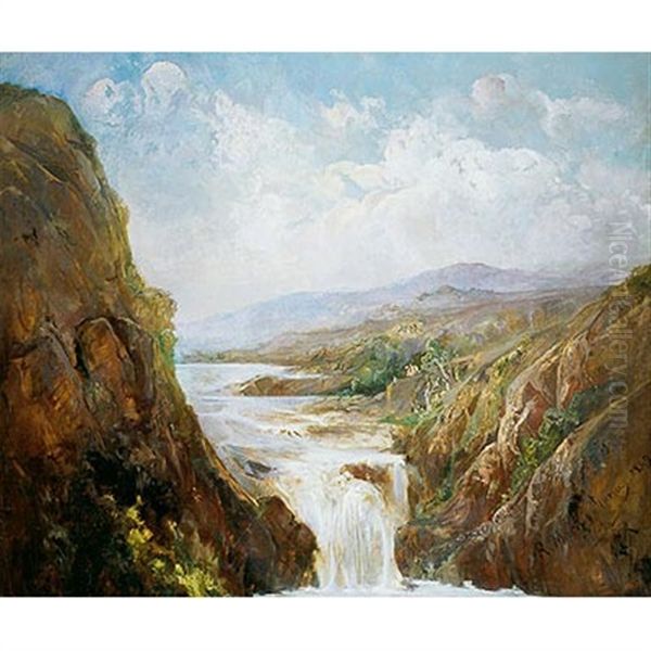 Paisaje Montanoso Con Cascada Oil Painting by Ramon Marti Alsina