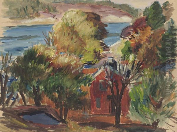 Hus Vid Ryssviken, Nacka Oil Painting by Birger Berndtson